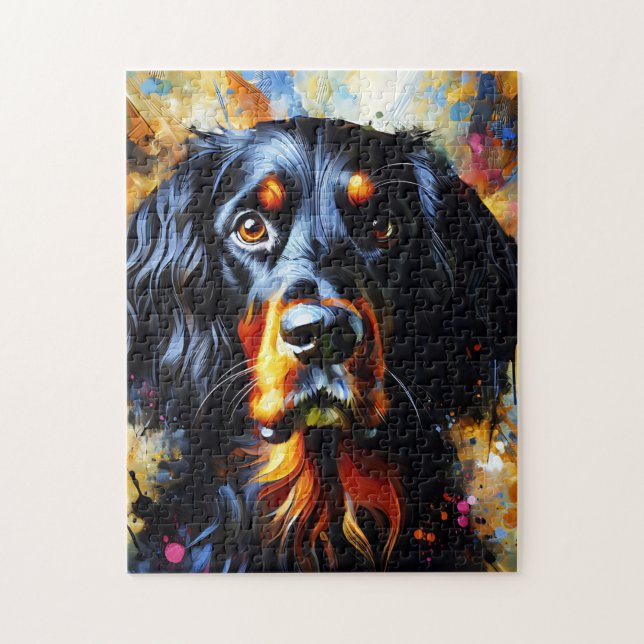 Gordon Setter Dog Acrylic Print | Colourful Jigsaw Puzzle (Vertical)