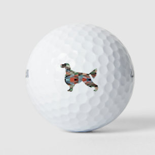 Gordon Setter Dog Geometric Pattern Silhouette Pla Golf Balls