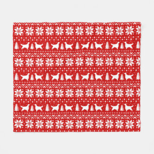 Gordon Setter Dog Silhouettes Christmas Pattern Fleece Blanket