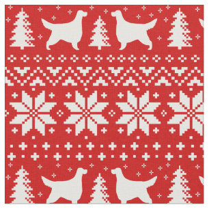 Gordon Setter Dog Silhouettes Christmas Patterned Fabric