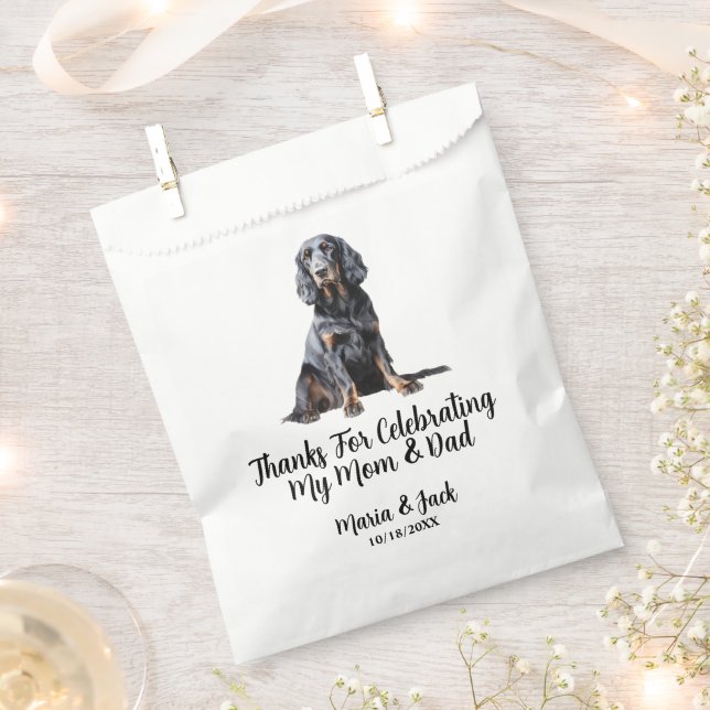 Gordon Setter Full Colour Pet Wedding Favour Bag (Clipped)