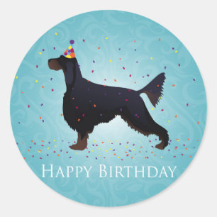 Gordon Setter Happy Birthday Design Classic Round Sticker