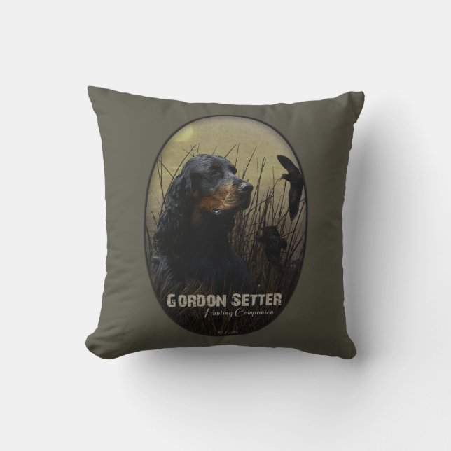 Gordon Setter , Hunting companion     Throw Pillow (Front)