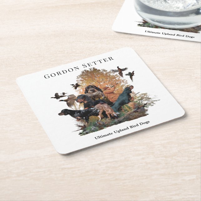 Gordon Setter,hunting season Square Paper Coaster (Angled)
