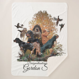 Gordon Setter, hunting season Wood Wall Art Coffee Sherpa Blanket