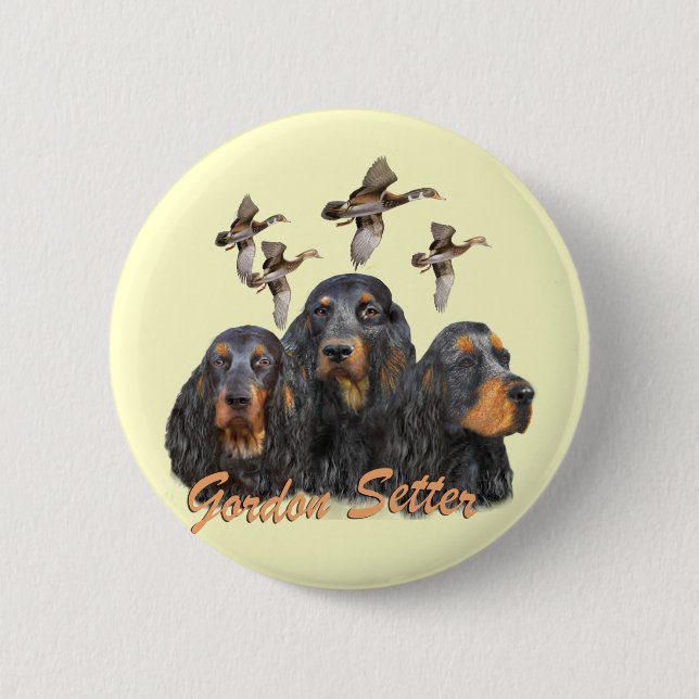 Gordon Setter Hunts Pheasants 2 Inch Round Button (Front)