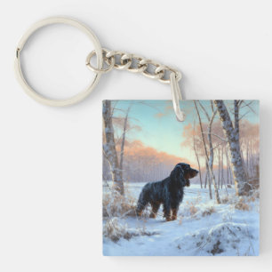 Gordon Setter Let It Snow Christmas Keychain