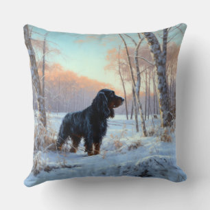 Gordon Setter Let It Snow Christmas Throw Pillow