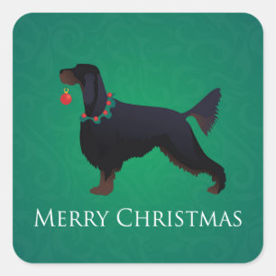 Gordon Setter Merry Christmas Design Square Sticker