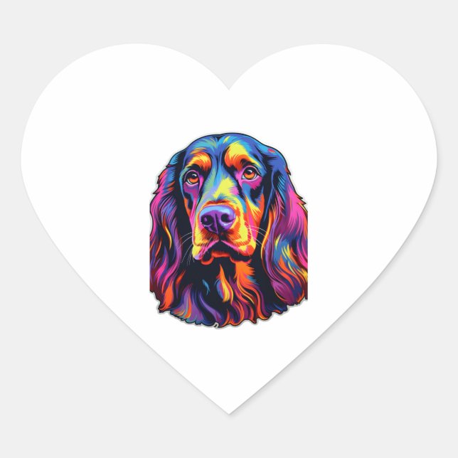 Gordon Setter Neon Design   Heart Sticker (Front)