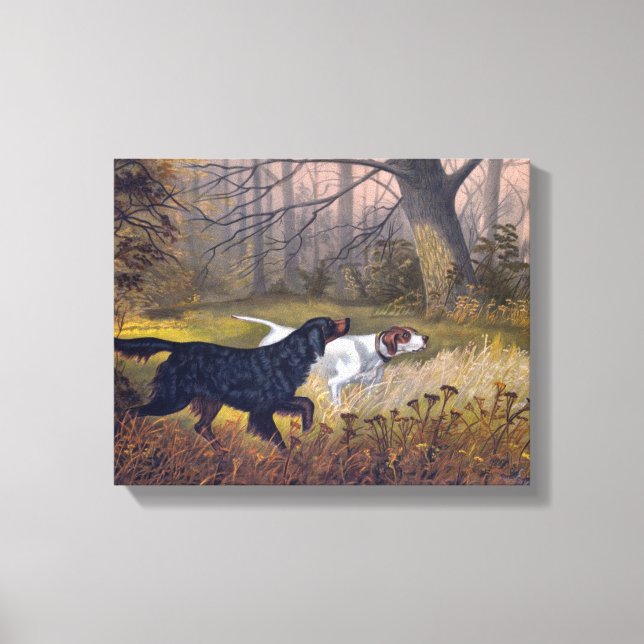Gordon Setter on Point Print on Canvas (Front)