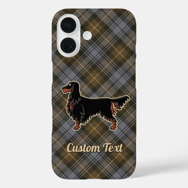 Gordon Setter over Weathered Gordon Tartan Case-Mate iPhone Case (Back)