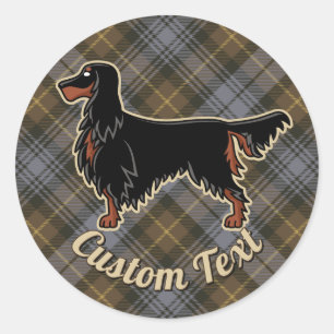 Gordon Setter over Weathered Gordon Tartan Classic Round Sticker