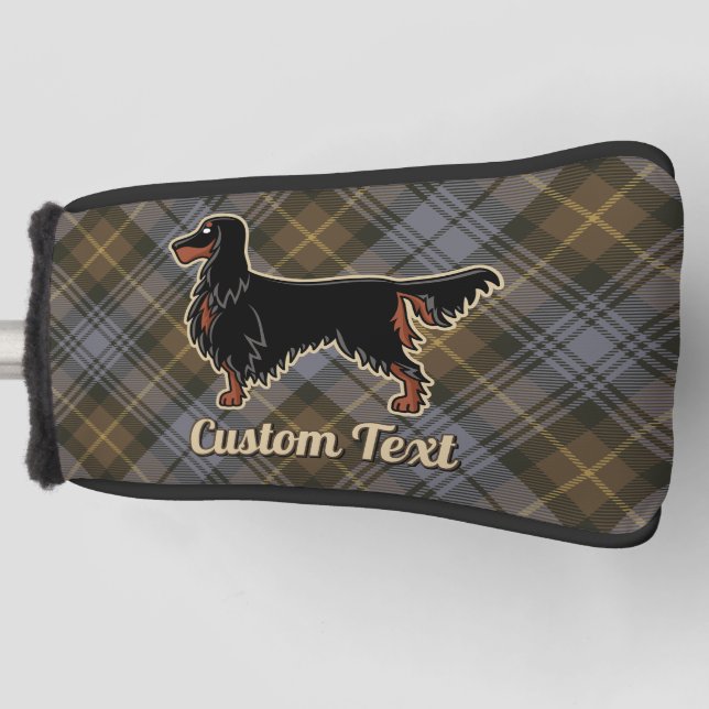 Gordon Setter over Weathered Gordon Tartan Golf Head Cover (Front)