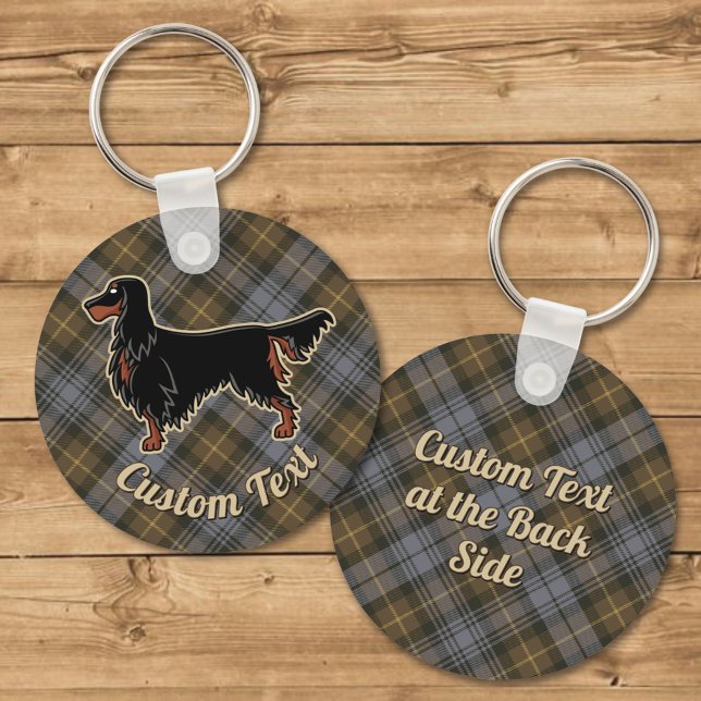 Gordon Setter over Weathered Gordon Tartan Keychain (Creator Uploaded)
