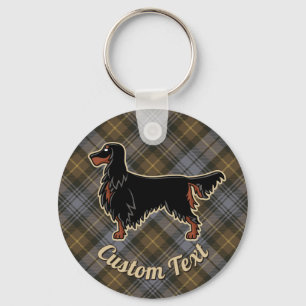 Gordon Setter over Weathered Gordon Tartan Keychain