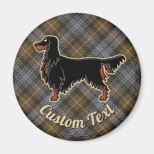 Gordon Setter over Weathered Gordon Tartan Magnet