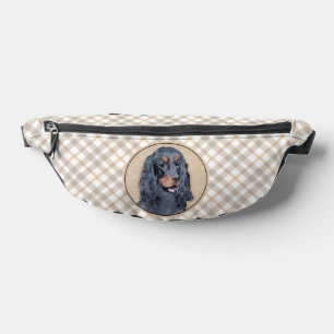 Gordon Setter Painting Black Cute Original Dog Art Fanny Pack