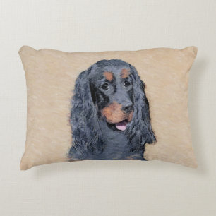 Gordon Setter Painting - Cute Original Dog Art Accent Pillow
