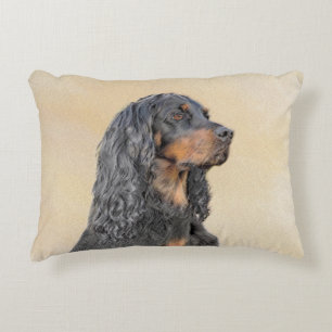 Gordon Setter Painting - Cute Original Dog Art Accent Pillow
