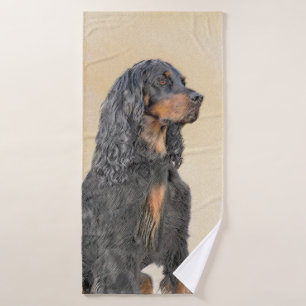 Gordon Setter Painting - Cute Original Dog Art Bath Towel Set