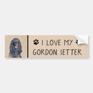Gordon Setter Painting - Cute Original Dog Art Bumper Sticker