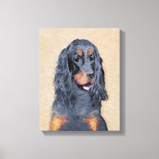 Gordon Setter Painting - Cute Original Dog Art Canvas Print (Front)