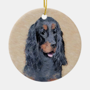 Gordon Setter Painting - Cute Original Dog Art Ceramic Ornament