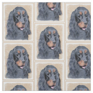Gordon Setter Painting - Cute Original Dog Art Fabric