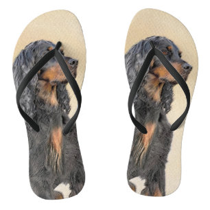 Gordon Setter Painting - Cute Original Dog Art Flip Flops