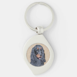 Gordon Setter Painting - Cute Original Dog Art Keychain