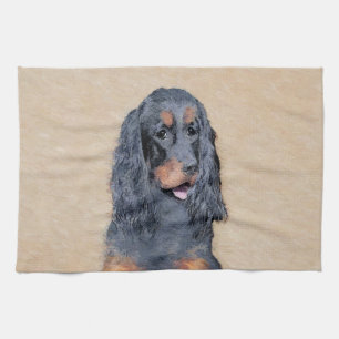 Gordon Setter Painting - Cute Original Dog Art Kitchen Towel