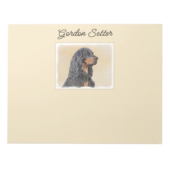 Gordon Setter Painting - Cute Original Dog Art Notepad (Front)