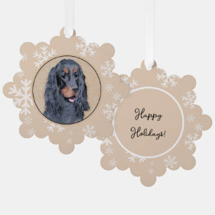 Gordon Setter Painting - Cute Original Dog Art Ornament Card