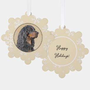 Gordon Setter Painting - Cute Original Dog Art Ornament Card