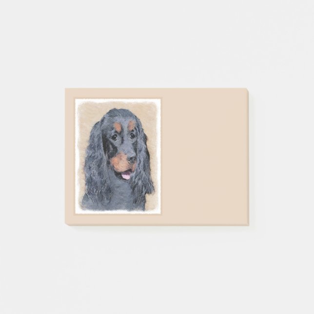 Gordon Setter Painting - Cute Original Dog Art Post-it Notes (Front)