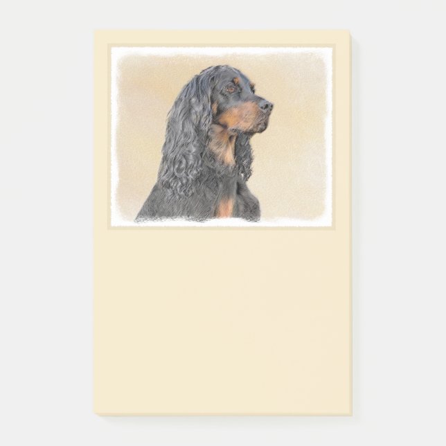 Gordon Setter Painting - Cute Original Dog Art Post-it Notes (Front)