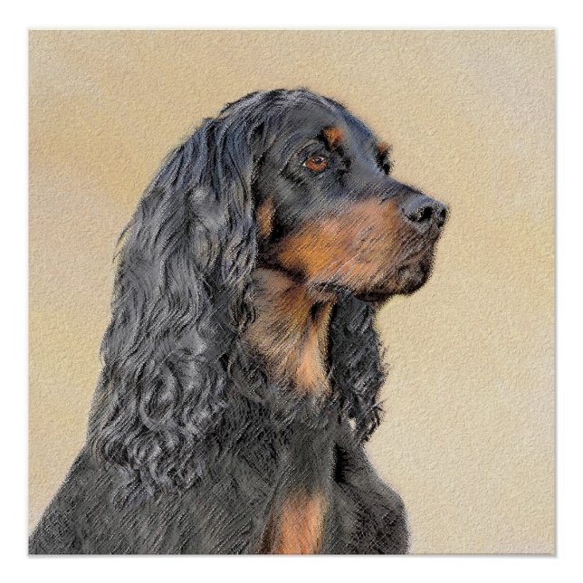 Gordon Setter Painting - Cute Original Dog Art Poster (Front)