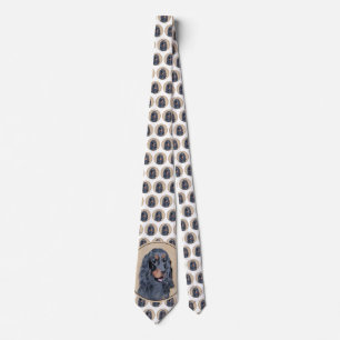 Gordon Setter Painting - Cute Original Dog Art Tie