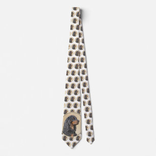 Gordon Setter Painting - Cute Original Dog Art Tie