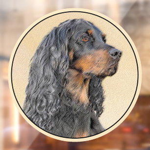 Gordon Setter Painting - Cute Original Dog Art Window Cling
