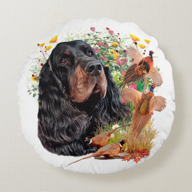 Gordon Setter  Round Pillow (Front)