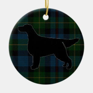 Gordon Setter Silhouette on Tartan Ornament