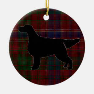 Gordon Setter Silhouette on Tartan Ornament