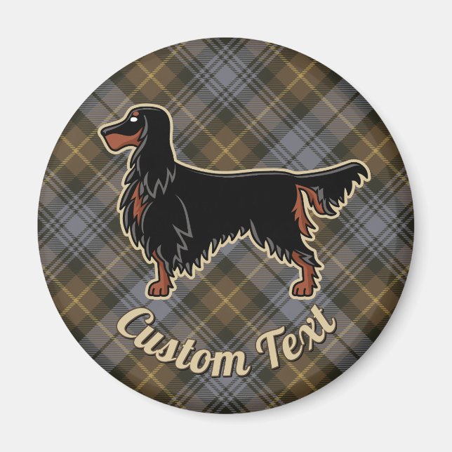 Gordon Setter sur Patiné Gordon Tartan Magnet (Devant)