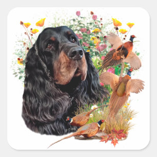 Gordon Setter Tapestry Poster Acrylic Print Tripty Square Sticker