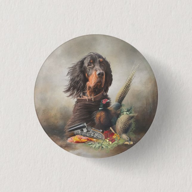 Gordon setter with pheasants, Art     1 Inch Round Button (Front)