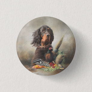 Gordon setter with pheasants, Art     1 Inch Round Button