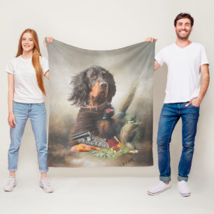Gordon setter with pheasants, Art      Fleece Blanket