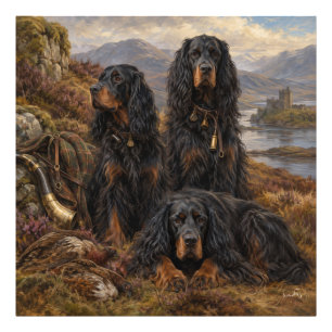 Gordon setter with pheasants, Art Photo Print